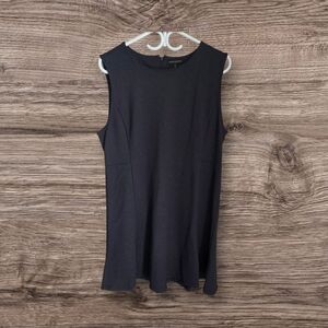 Banana Republic Black Asymmetrical Sleeveless Dress W/ Tiny White Polka Dots XL